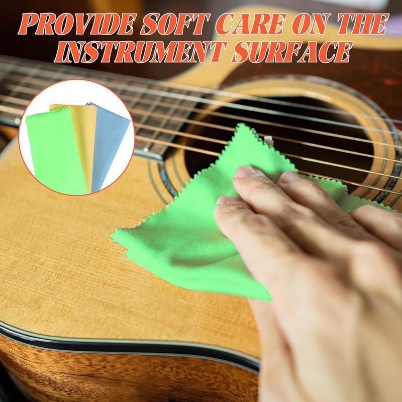 Bymore 9 Pack Guitar Cloths, 12"x12" Microfiber Flute Suede Cleaning Cloth for Musical Instruments Plush Polishing Cloths for Guitar Violin Piano Clarinet Trumpet Sax Universal - Image 4